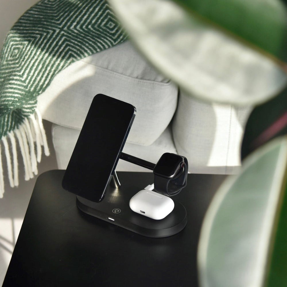 Tech-Protect A12 3-i-1 trådløs lader 15W - Svart (DEMO)