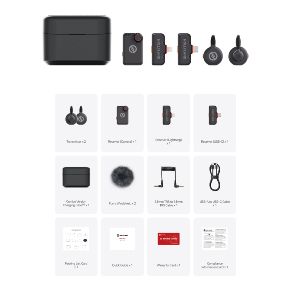 Hollyland Lark M2S Ultimate Combo Trådløs Mikrofon - Sort