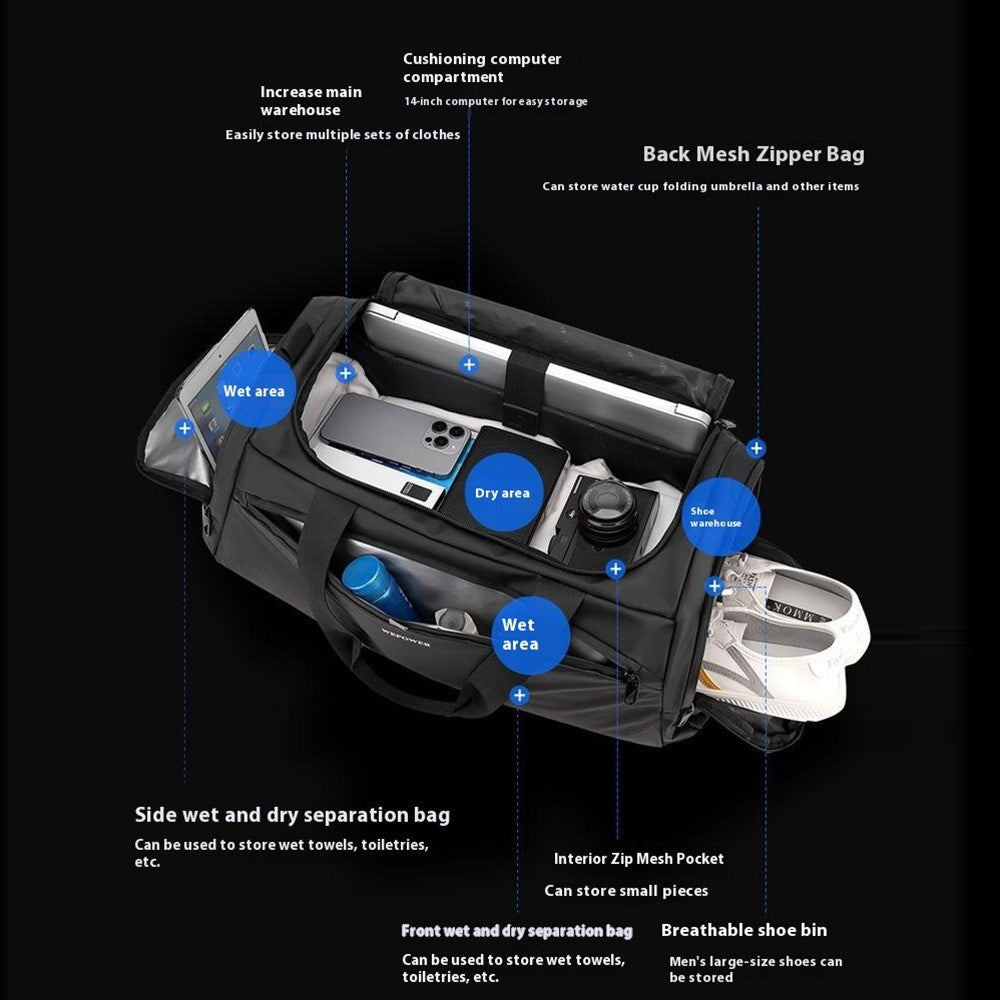WEPOWER Premium reise- og treningsryggsekk - Svart