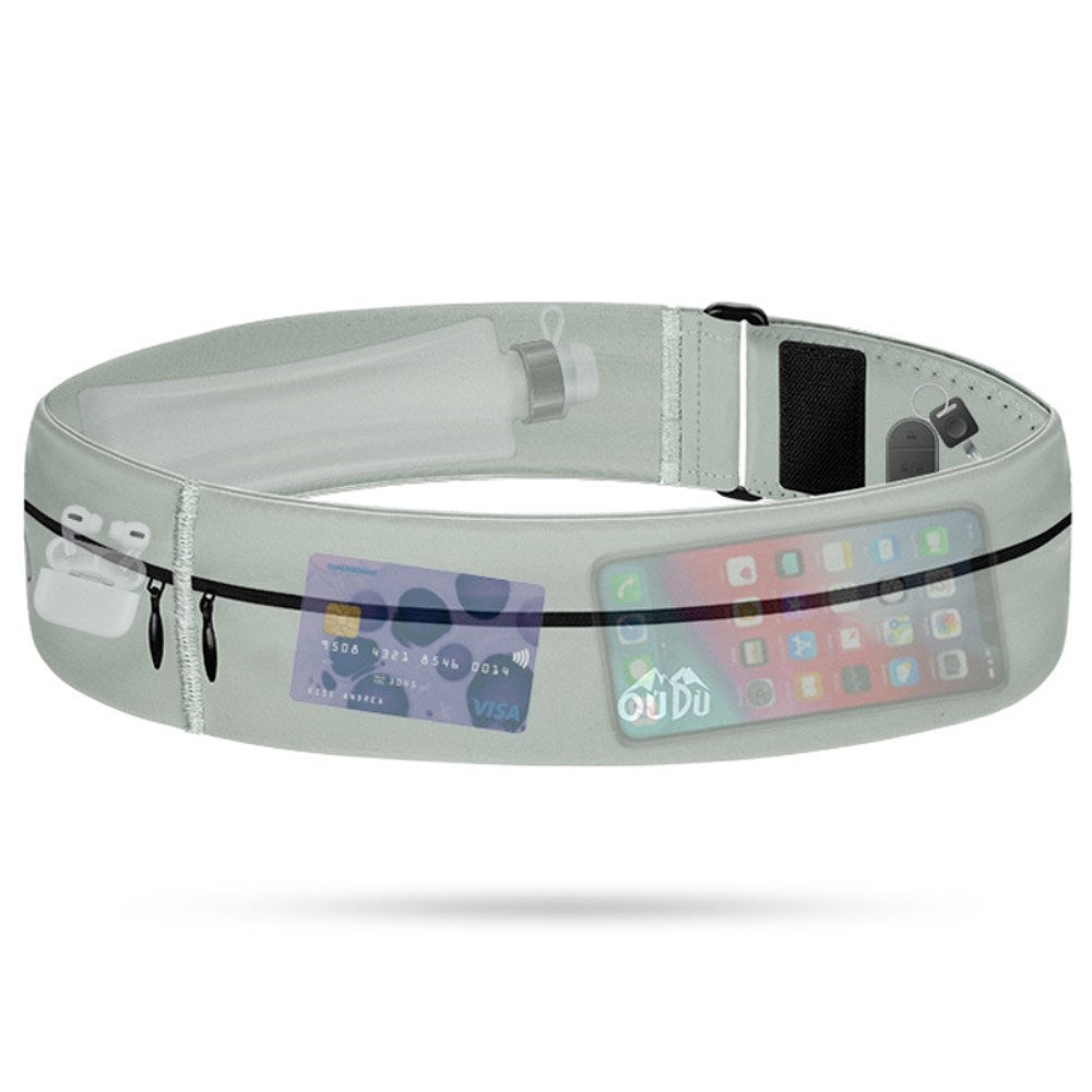 Universal løpebelte m. Oppbevaring for mobil og tilbehør - lysegrå