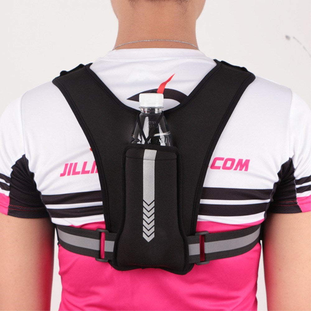 Løpevest m. Reflex - Mobiltelefonholder - Drikkeflaskeholder - Sort