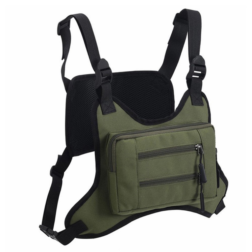 Utendørs polyestervest med lommer - Grønn