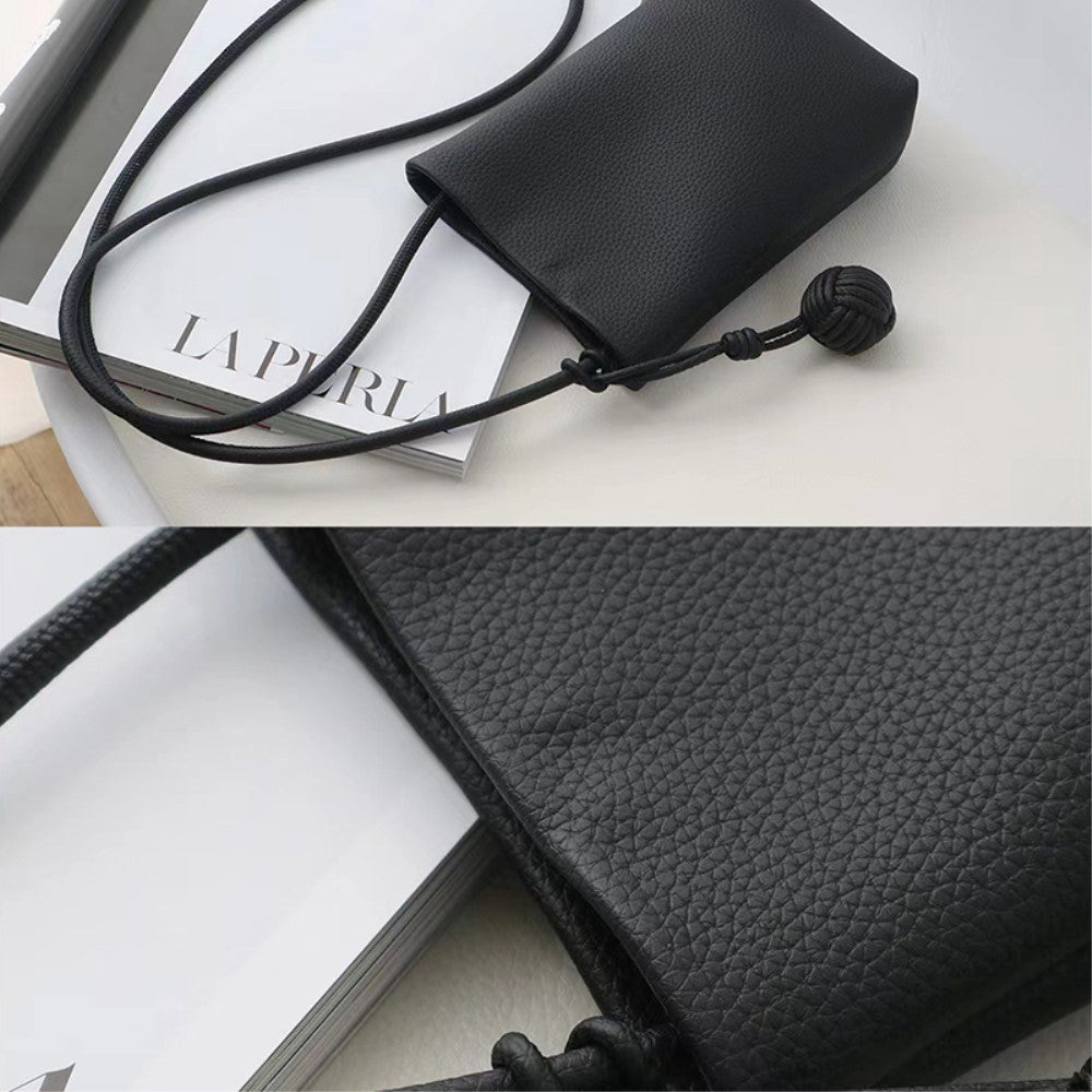 Crossbody mobilveske i kunstskinn m. Magnetlukking (200 x 130 mm) - Svart