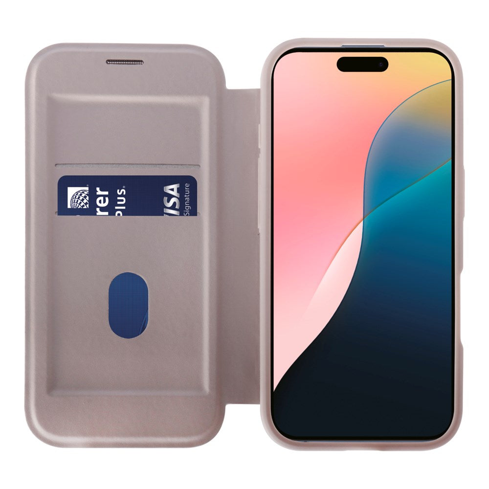 iPhone 16 Vivanco Classic Wallet Leather Flip Cover m. Lommebok - MagSafe-kompatibel - Greige