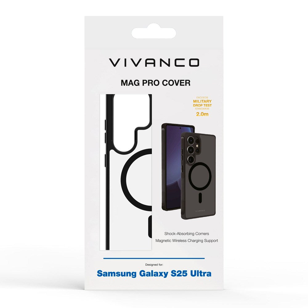 Vivanco Samsung Galaxy S25 Ultra Cover – Mag Pro - Gjennomsiktig/Sort