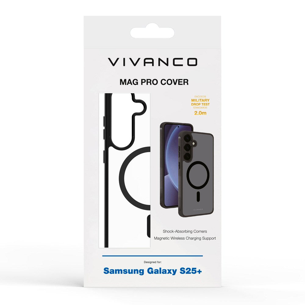 Vivanco Samsung Galaxy S25+ (Plus) deksel – Mag Pro - Gjennomsiktig/Sort