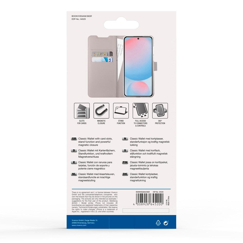 Vivanco Classic Wallet Flip Cover m. Pung - Samsung Galaxy A56 (5G) / A36 (5G) - Taupe