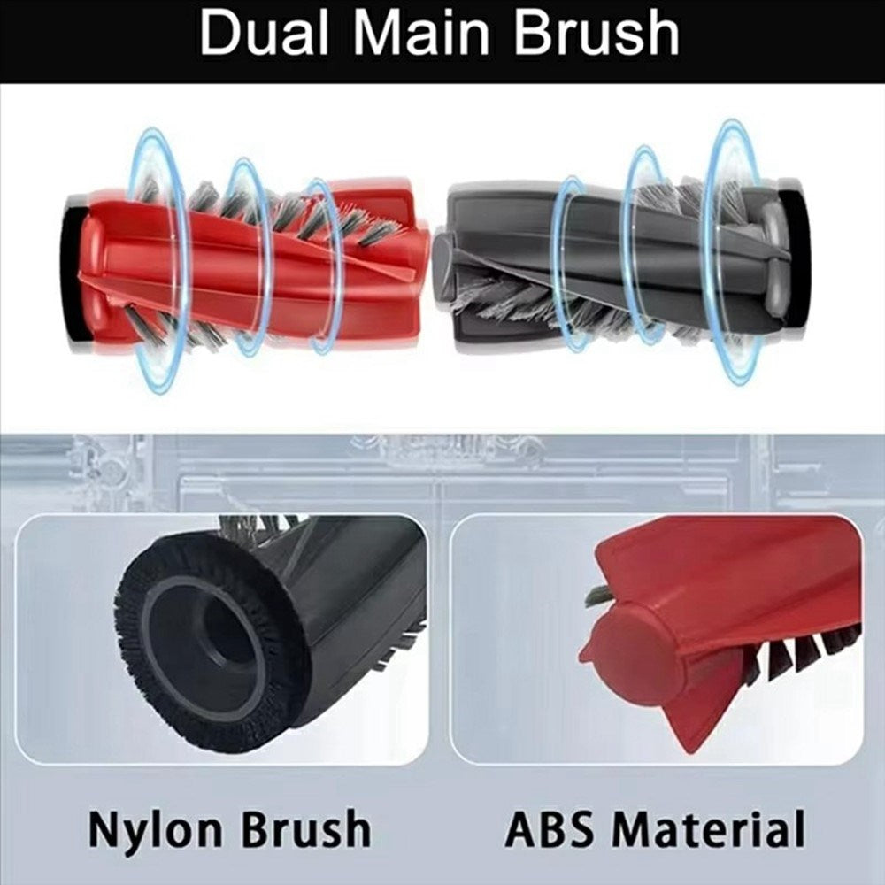 Støvsugerbørste til Robotstøvsuger Roborock G20S Ultra / G30 / Saros 10 / Saros 10R (Hovedbørste) - Rød + Sort