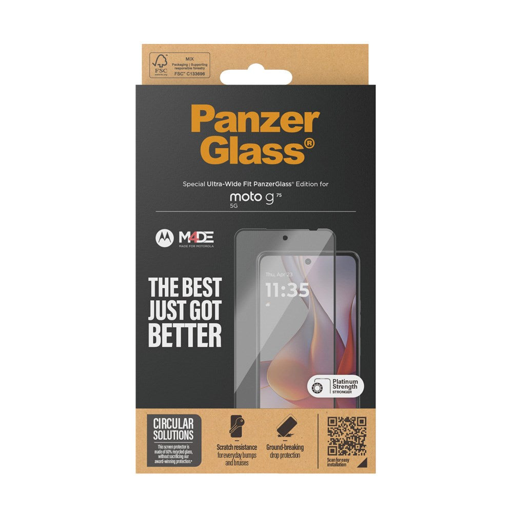 PanzerGlass Ultra-Wide Fit skjermbeskytter - Motorola Moto G75 (5G) - Gjennomsiktig / svart kant