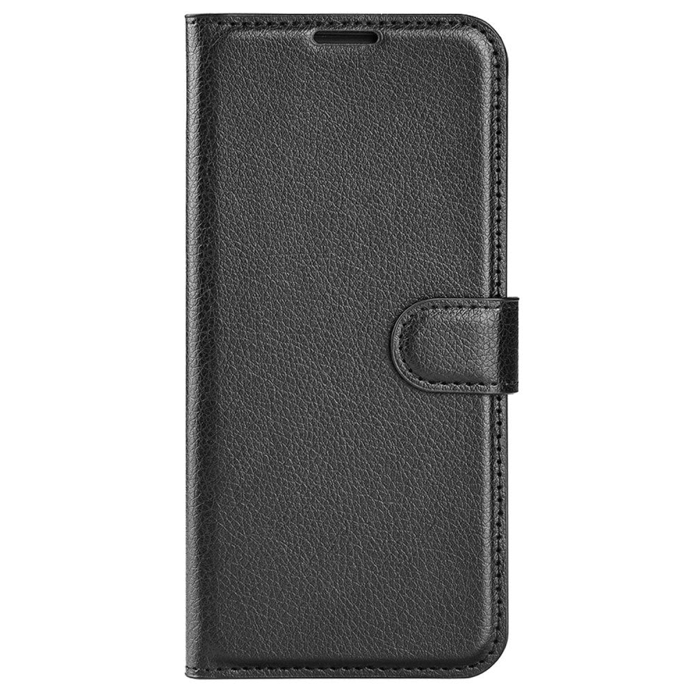 Motorola Moto G42 Litchi Leather Flip Cover m. Lommebok - Svart