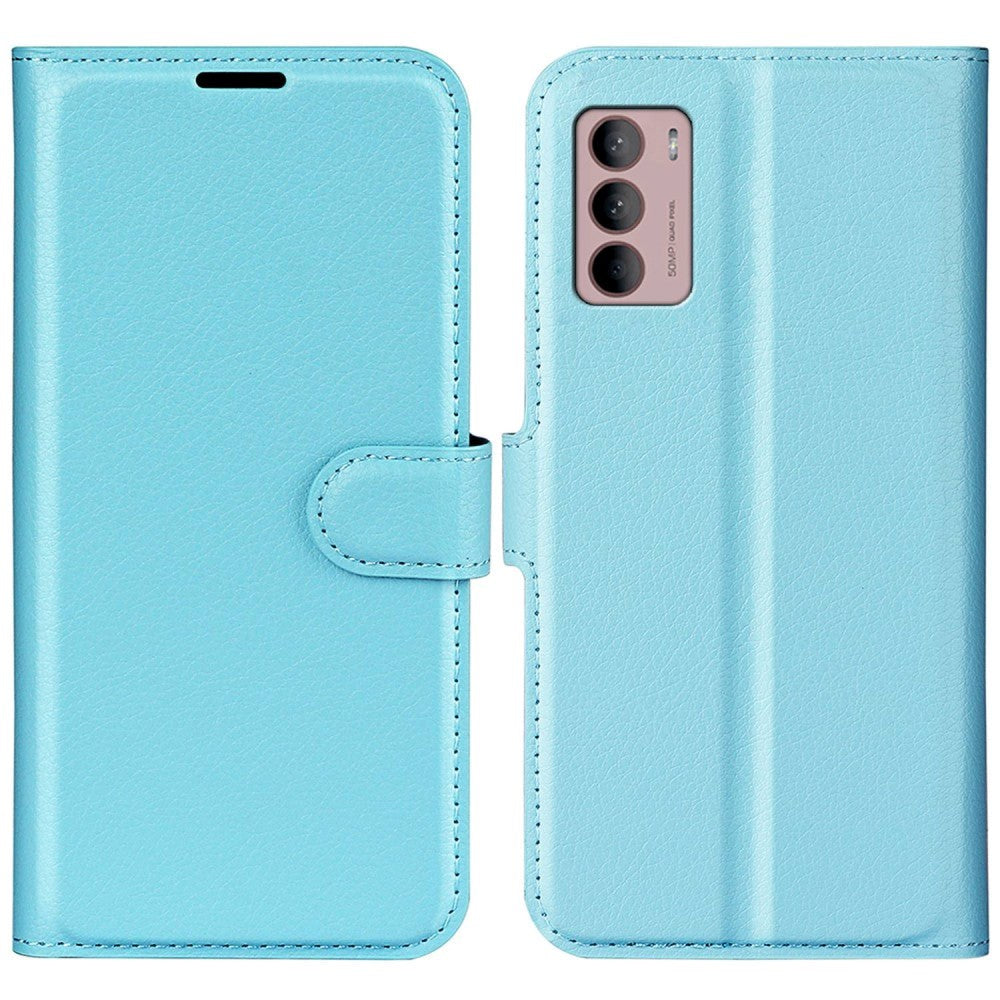 Motorola Moto G42 Litchi Leather Flip Cover m. Lommebok - Blå