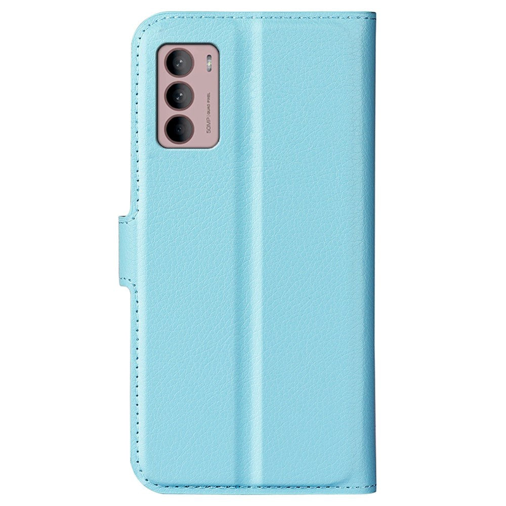 Motorola Moto G42 Litchi Leather Flip Cover m. Lommebok - Blå