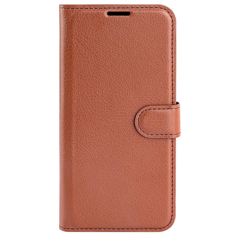 Motorola Moto G42 Litchi Leather Flip Cover m. Lommebok - Brun