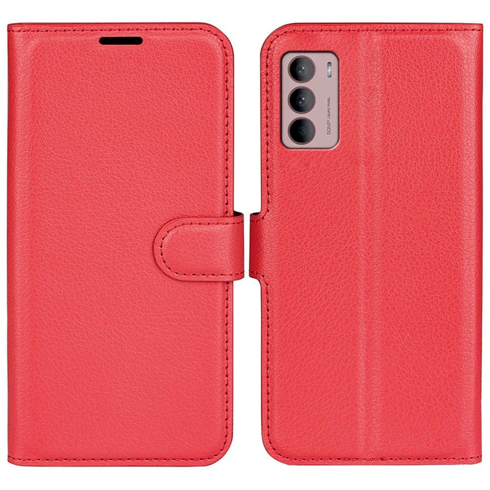 Motorola Moto G42 Litchi Læder Flip Cover m. Pung - Rød