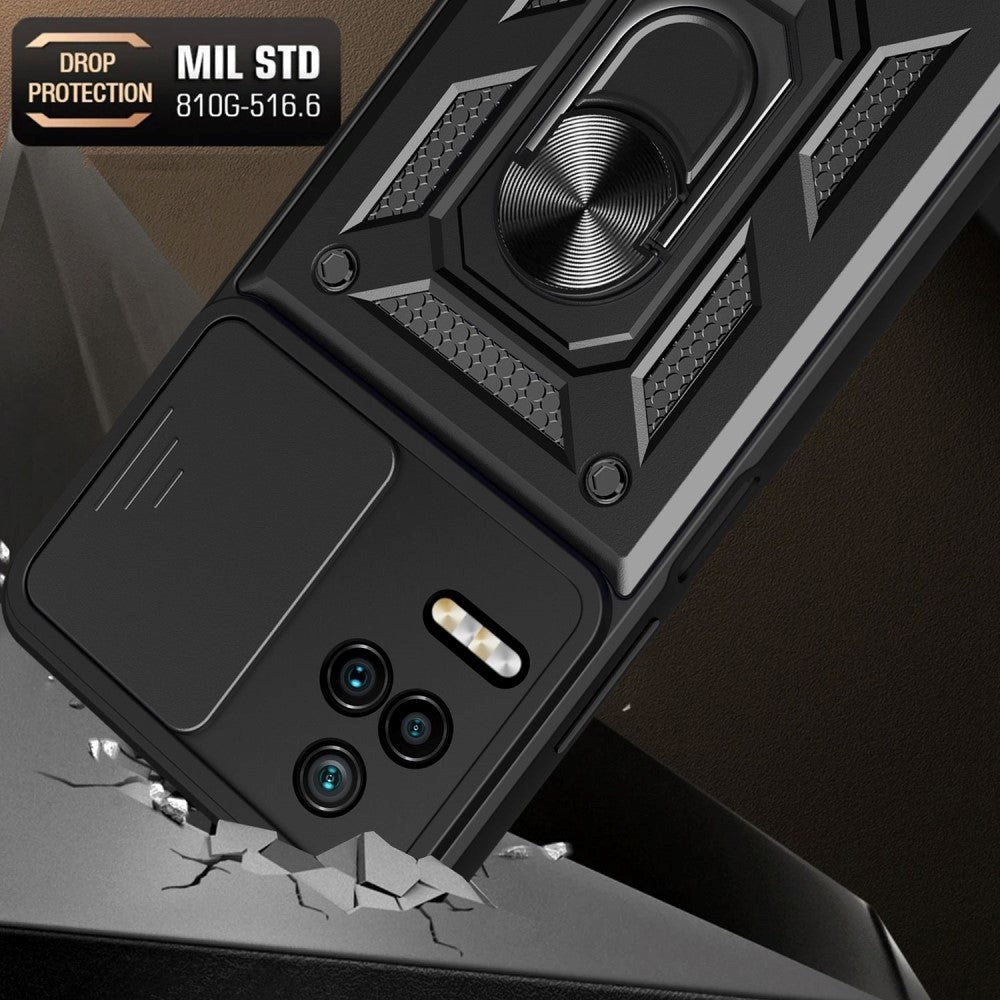 Xiaomi Poco F4 Craftsman Bakdeksel m. Magnetisk Kickstand & Cam Slider - Mørkeblå