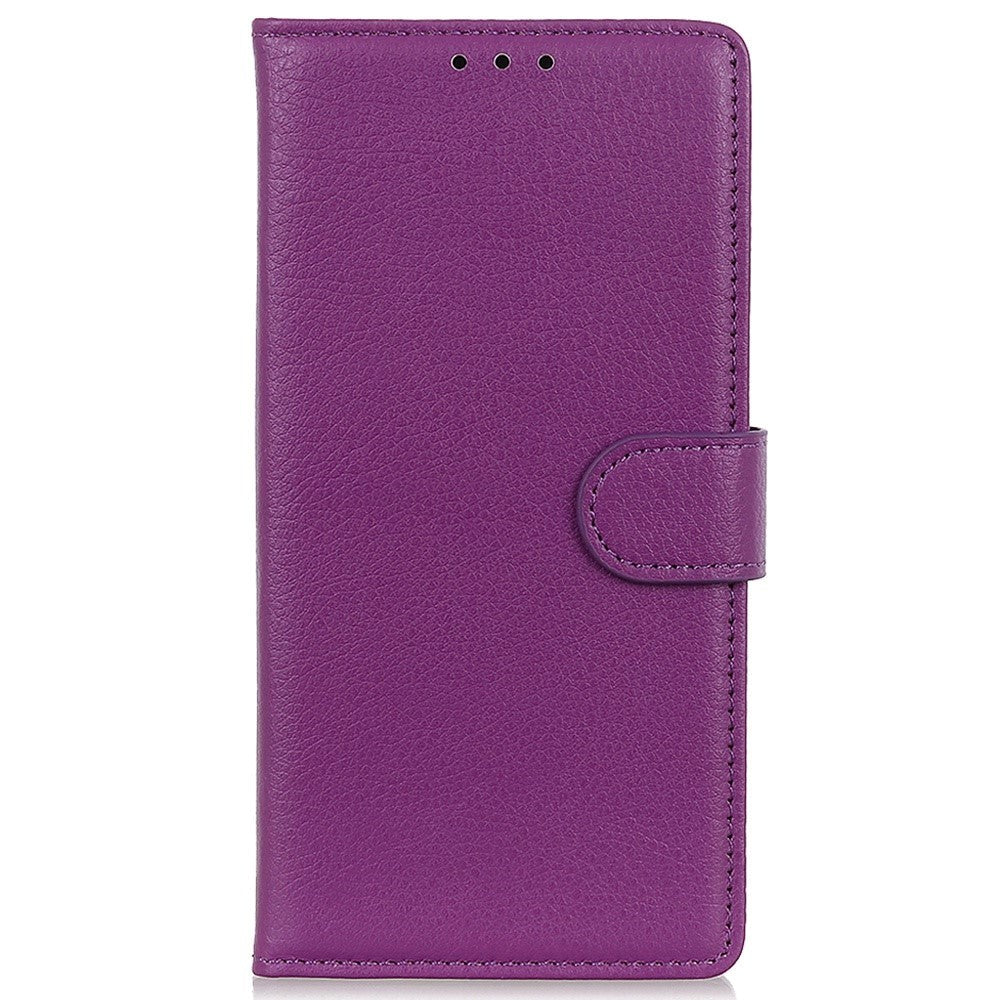Samsung Galaxy M13 Litchi Leather Flip Cover m. Lommebok - Lilla