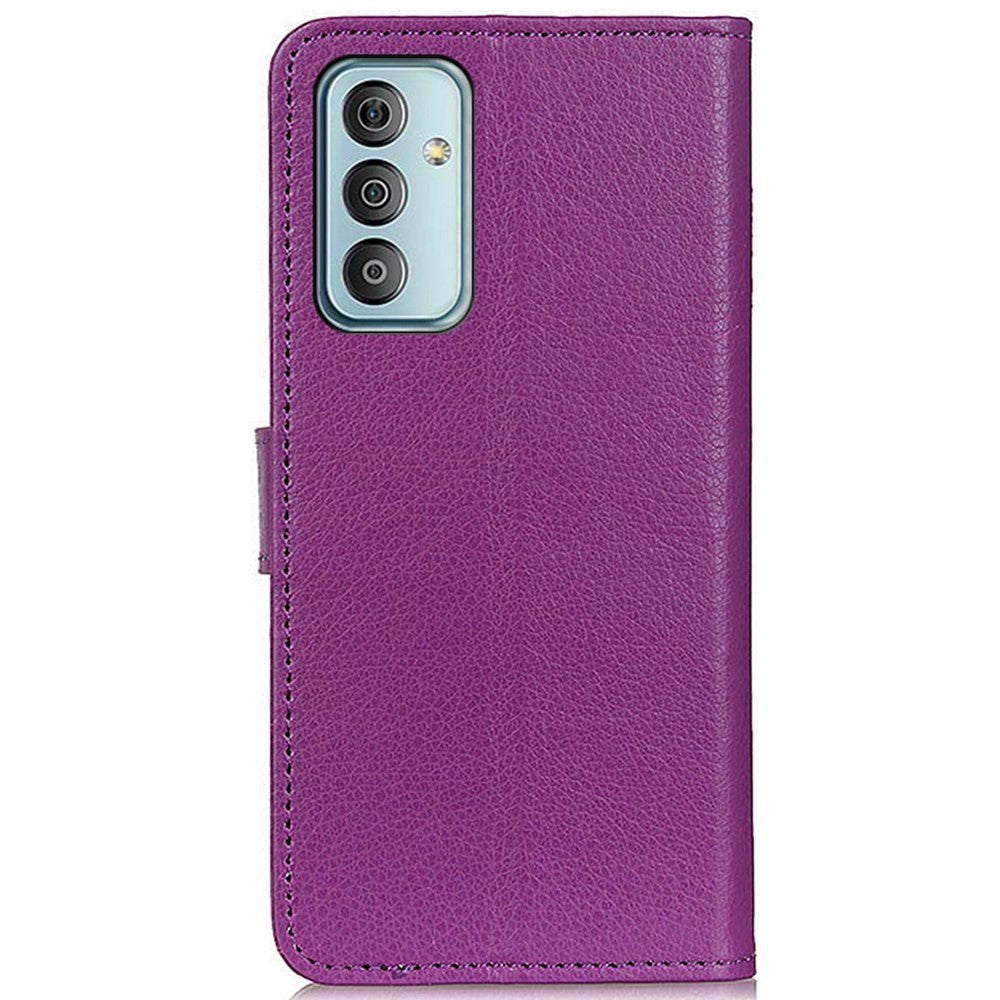 Samsung Galaxy M13 Litchi Leather Flip Cover m. Lommebok - Lilla