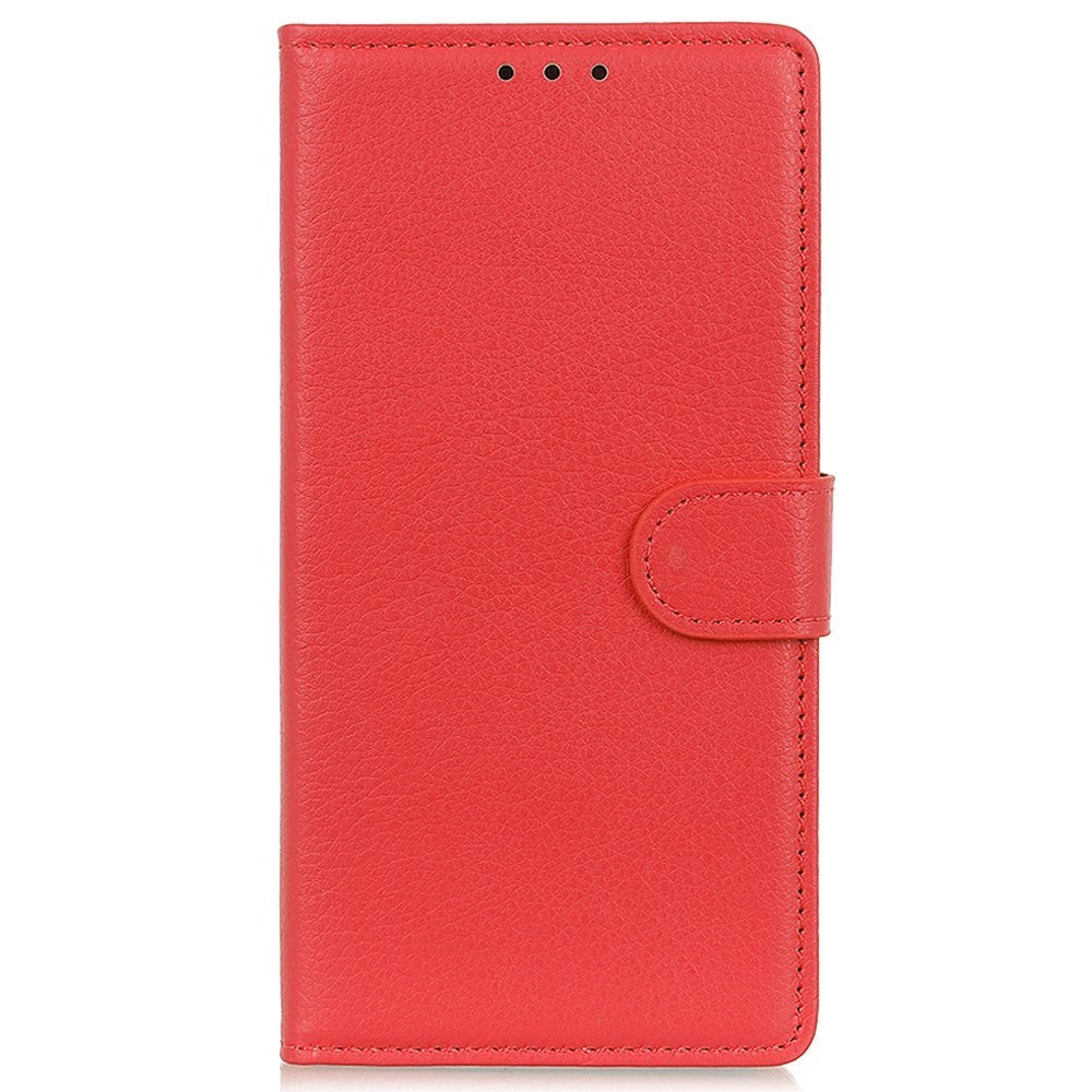 Samsung Galaxy M13 Litchi Leather Flip Cover m. Lommebok - Rød