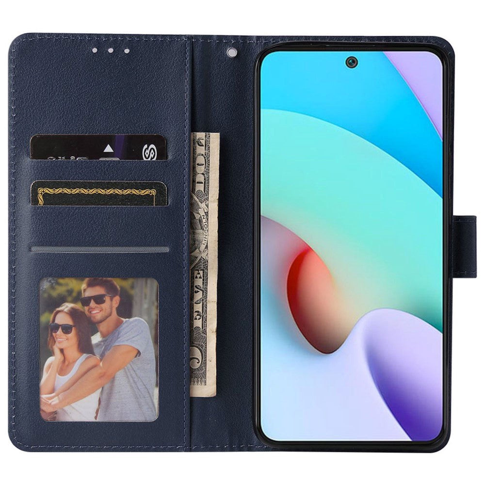 Xiaomi Redmi 10 (5G) Læder Flip Cover m. Pung og Strop - Blå