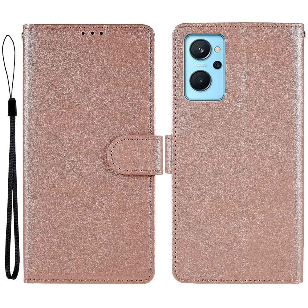 Oppo A76 / Realme 9i Leather Flip Cover m. Lommebok- og stativfunksjon - Rose gull