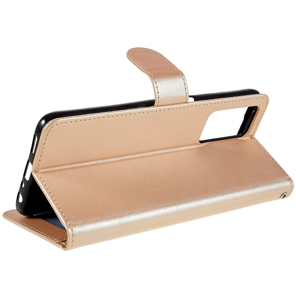 Oppo A76 / Realme 9i Leather Flip Cover m. Lommebok- og stativfunksjon - Gull