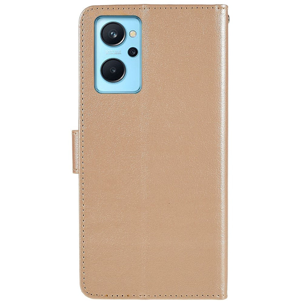 Oppo A76 / Realme 9i Leather Flip Cover m. Lommebok- og stativfunksjon - Gull
