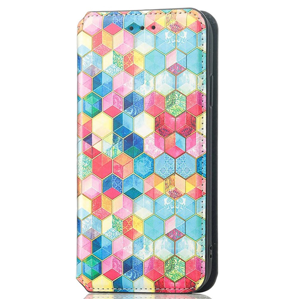 iPhone 14 Plus Mønster Leather Flip Cover m. Kortholder - Magic Universe