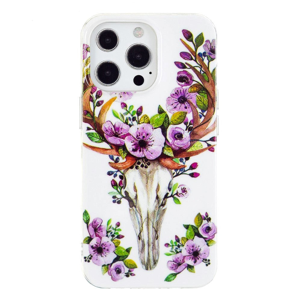 iPhone 14 Pro Fleksibelt TPU-plastbakdeksel - Flower Deer