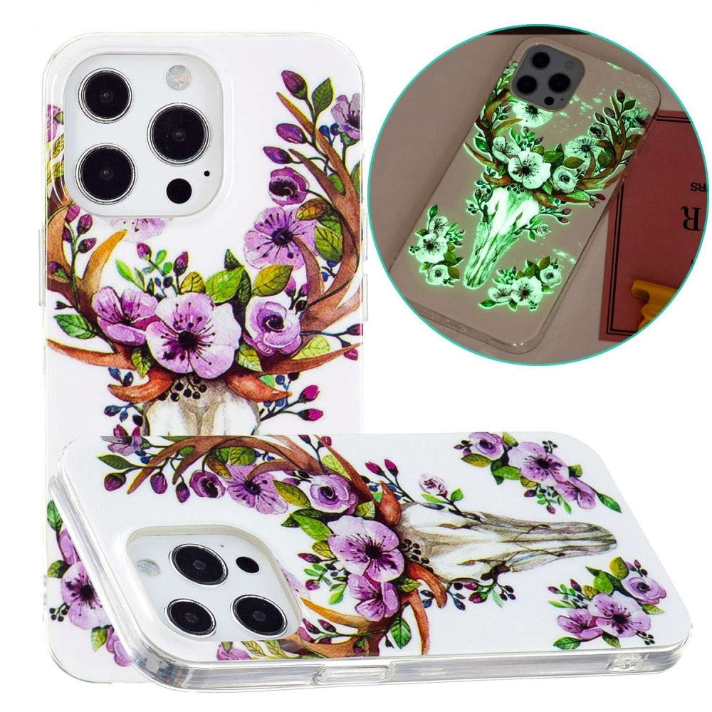 iPhone 14 Pro Fleksibelt TPU-plastbakdeksel - Flower Deer