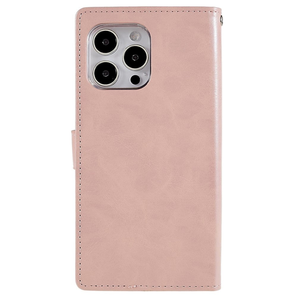 iPhone 14 Pro GOOSPERY Blue Moon Leather Flip Cover m. Lommebok - Rosa