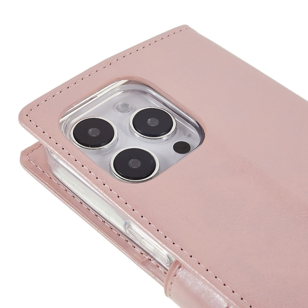 iPhone 14 Pro GOOSPERY Blue Moon Leather Flip Cover m. Lommebok - Rosa