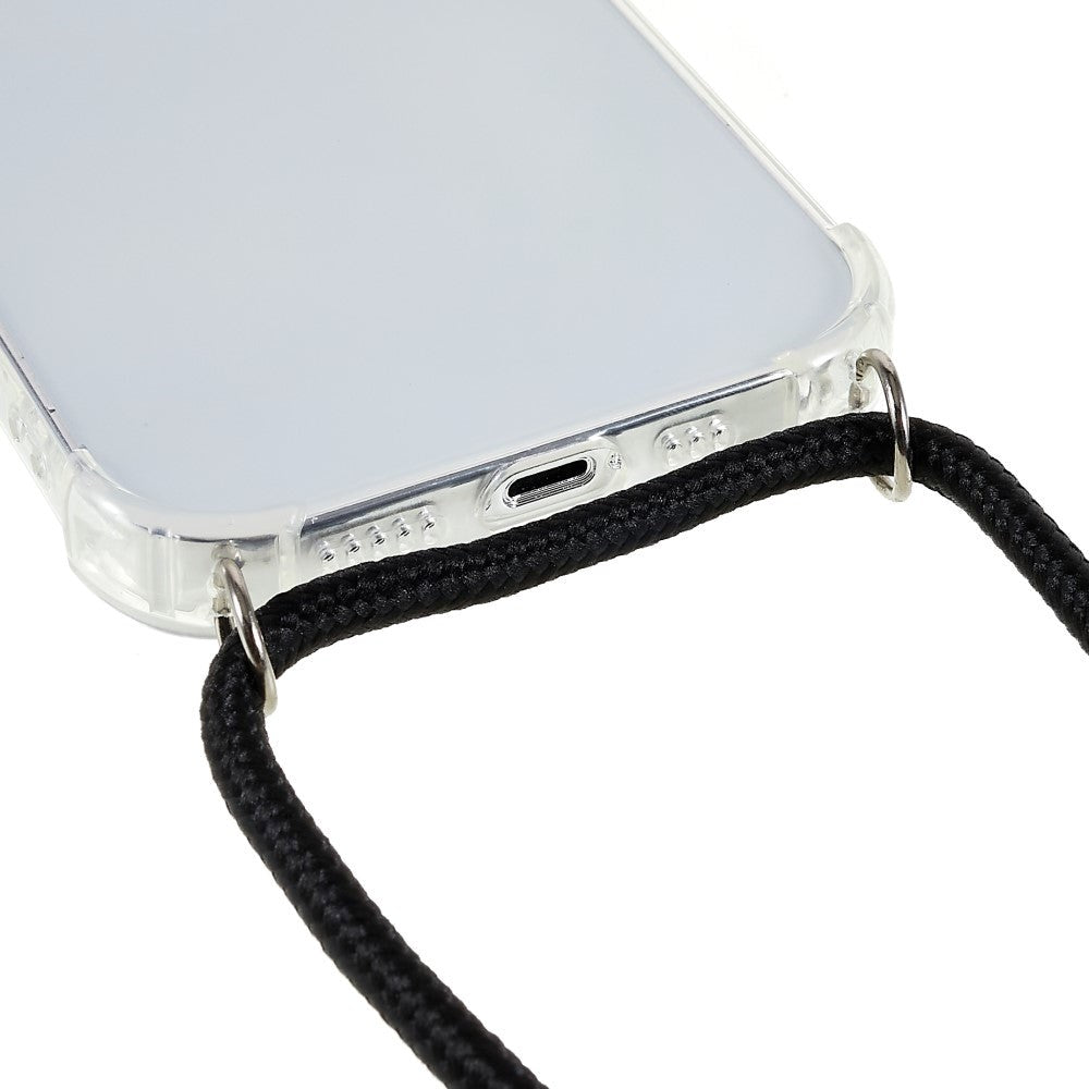 iPhone 14 Pro Fleksibelt Plastik Bagside Cover m. Snor / Strop - Gennemsigtig
