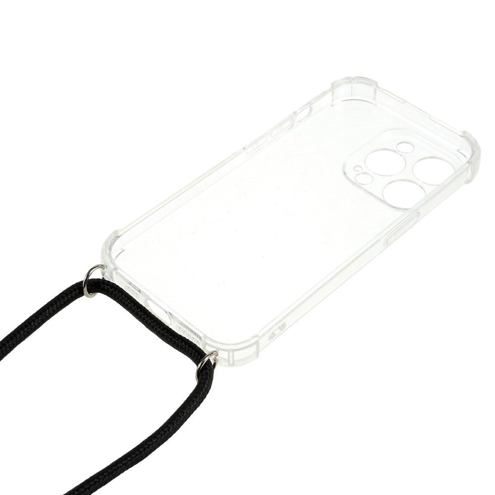 iPhone 14 Pro Fleksibelt Plastik Bagside Cover m. Snor / Strop - Gennemsigtig