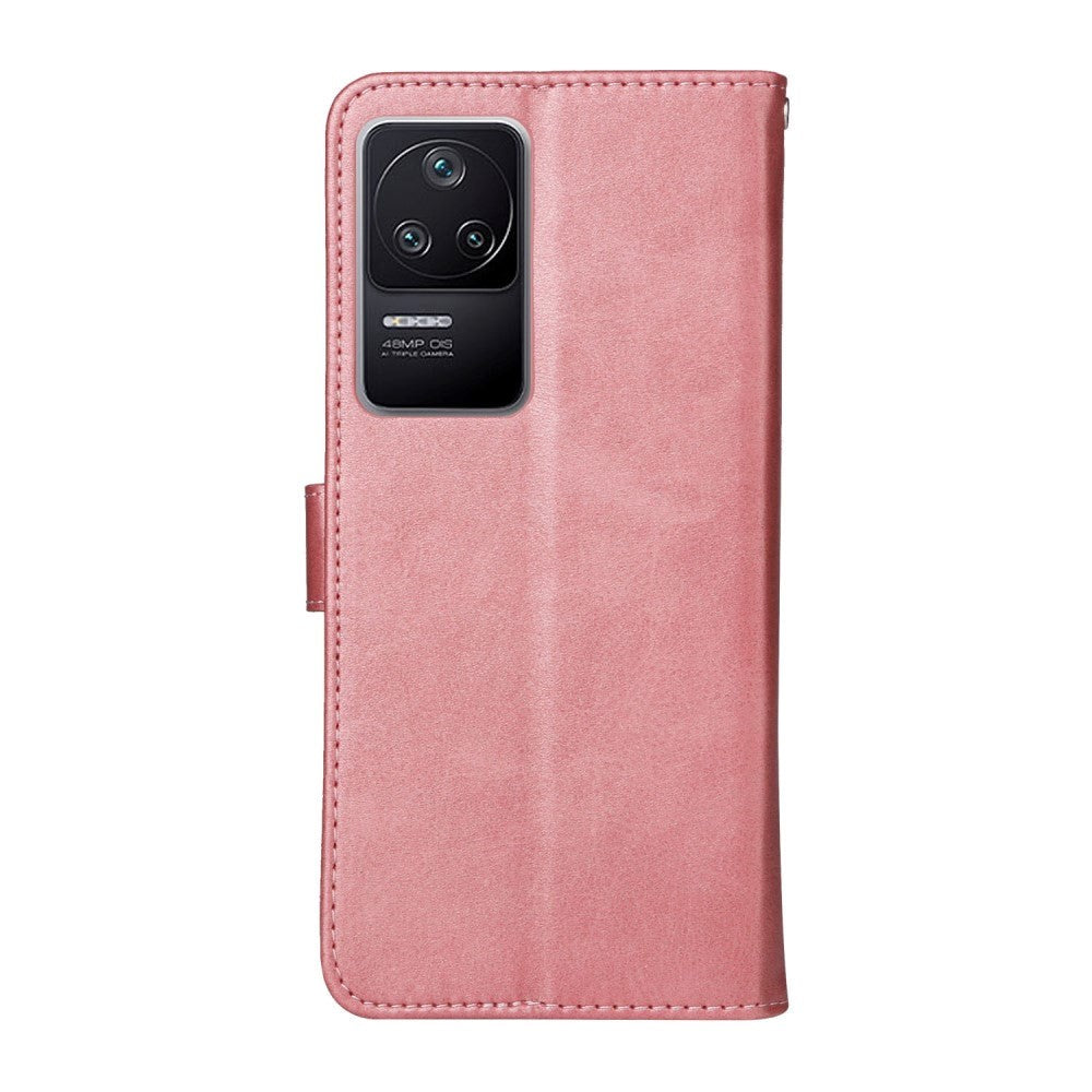 Xiaomi Poco F4 Leather Flip Cover m. Lommebok og stropp - Rose gull