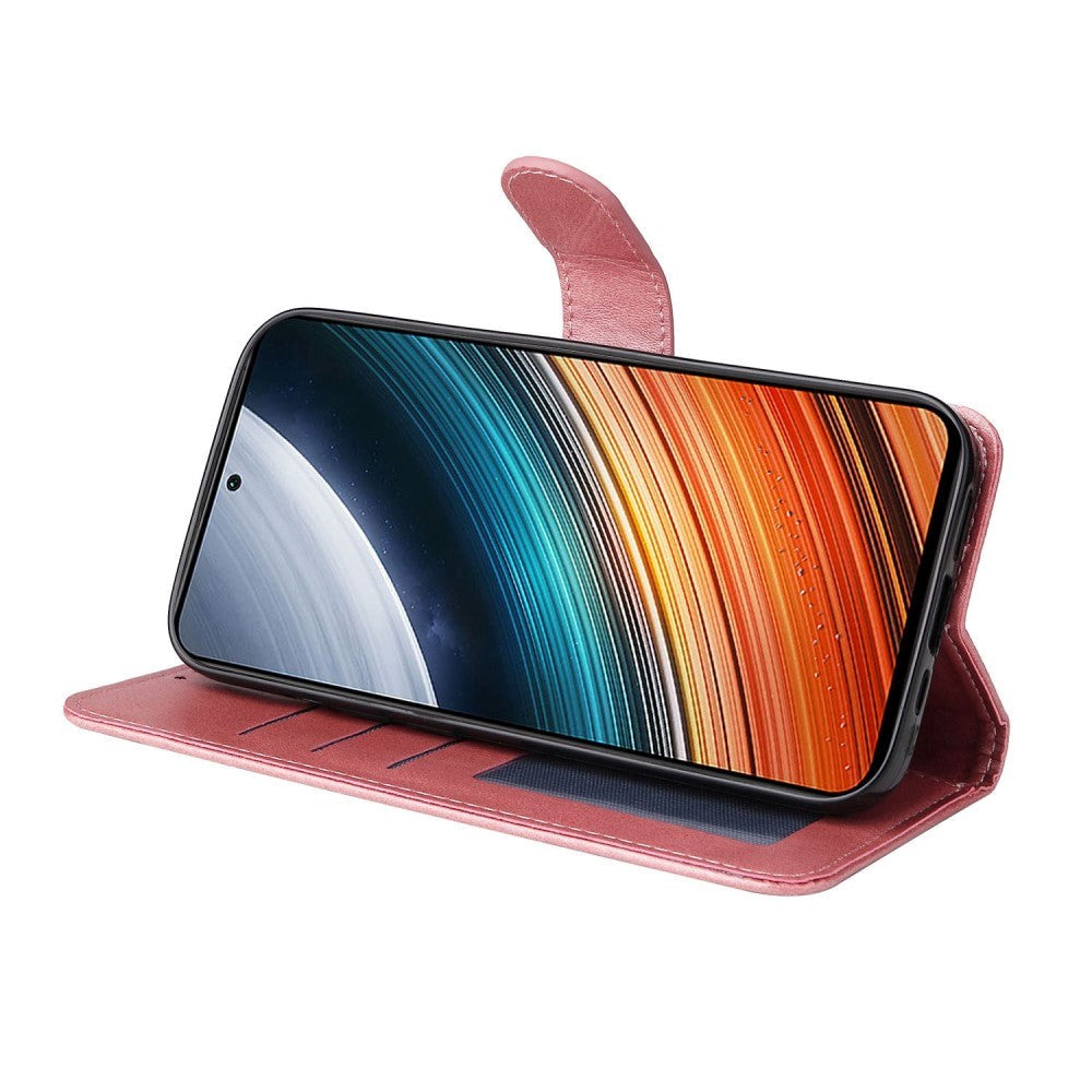 Xiaomi Poco F4 Leather Flip Cover m. Lommebok og stropp - Rose gull