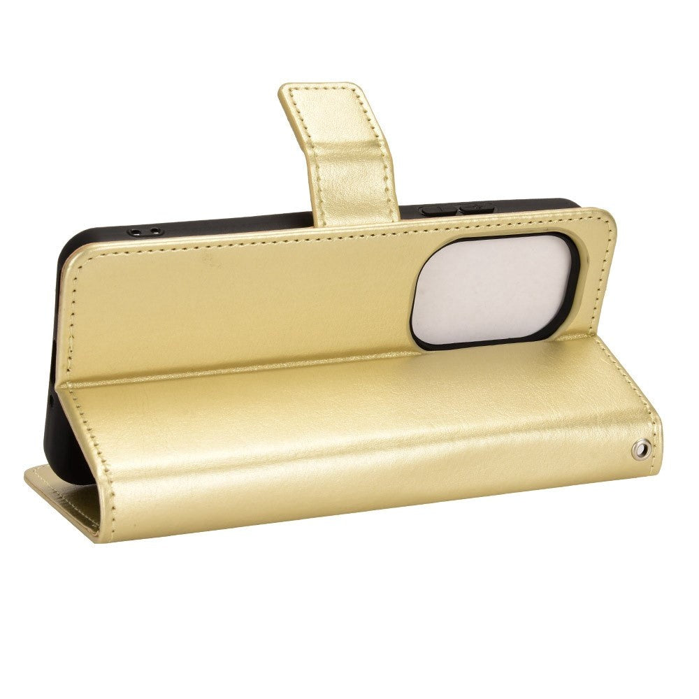 Asus Zenfone 10 / 9 Leather Flip Cover m. Lommebok og stativfunksjon - Gull