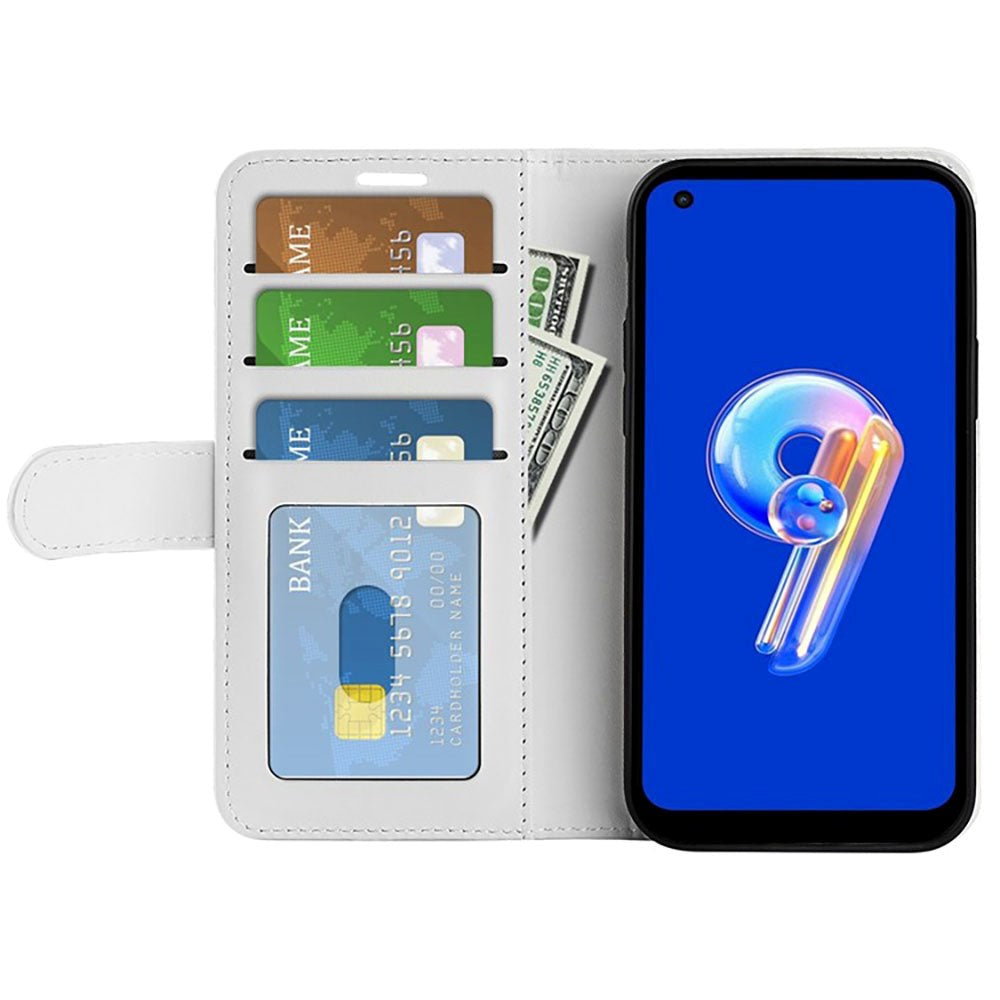 Asus Zenfone 9 Neutral Leather Flip Cover m. Lommebok - Hvit