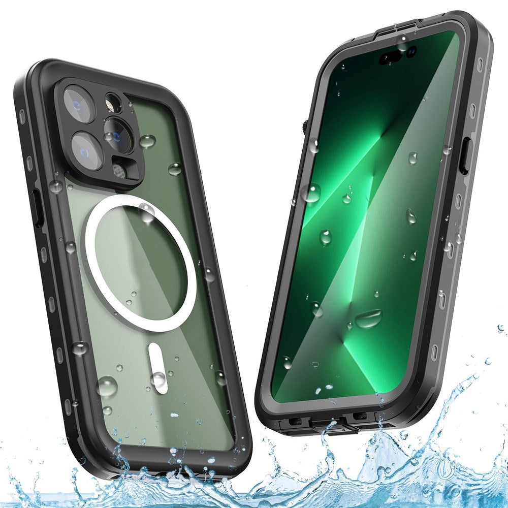iPhone 14 Pro Redpepper IP68 Vandtæt Case - MagSafe Kompatibel - Sort / Gennemsigtig