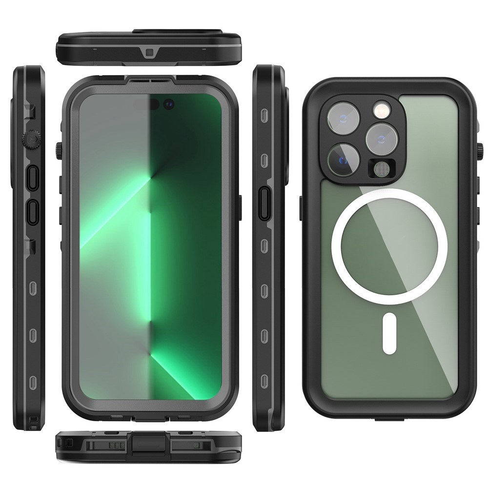 iPhone 14 Pro Redpepper IP68 Vandtæt Case - MagSafe Kompatibel - Sort / Gennemsigtig