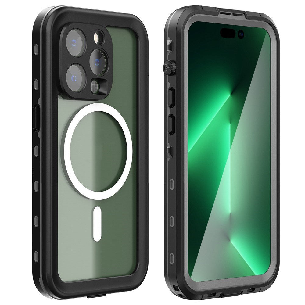 iPhone 14 Pro Redpepper IP68 Vandtæt Case - MagSafe Kompatibel - Sort / Gennemsigtig