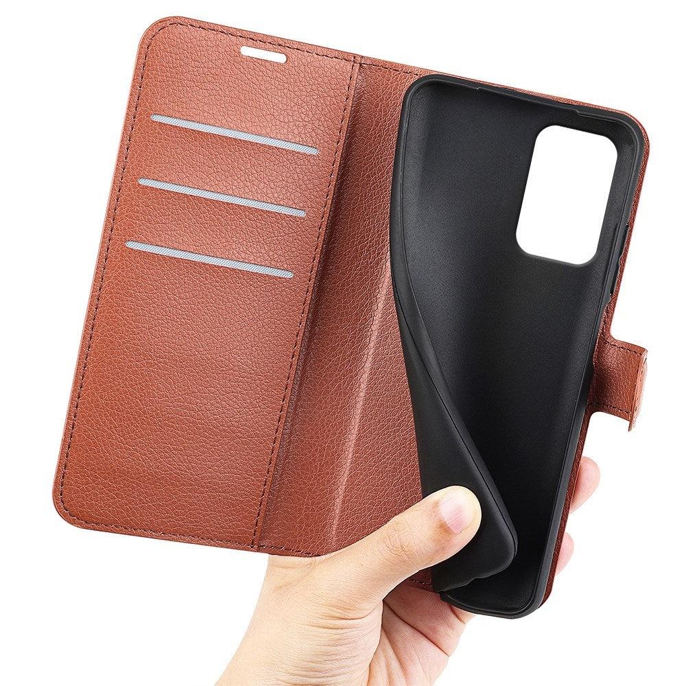 EIDERWOOD Motorola Edge 50 Fusion Litchi Leather Flip Cover m. Lommebok - Brun