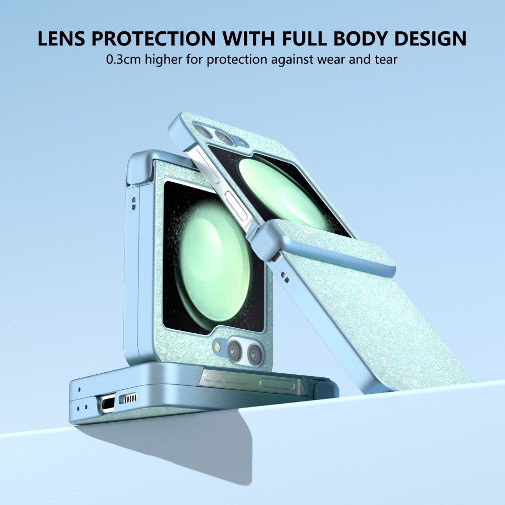 EIDERWOOD Samsung Galaxy Z Flip7 FE / Flip6 Læderbetrukket Glitrende Plastik Bagside Cover - Mint Grøn