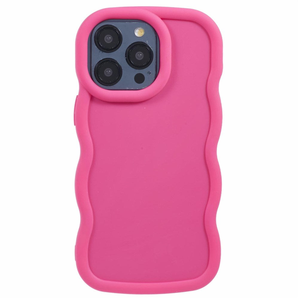EIDERWOOD iPhone 15 Pro Max Fleksibelt Plastik Wavy Mobil Cover - Pink