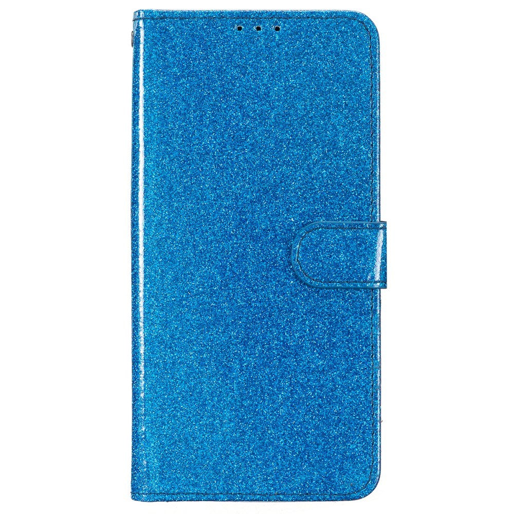 EIDERWOOD iPhone 16 Pro Leather Flip Cover m. Lommebok & stropp - Glitter - Blå