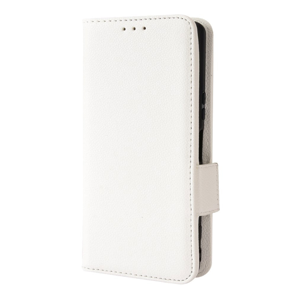 Sony Xperia 5 IV PU Litchi Leather Flip Cover m. Lommebok - Hvit