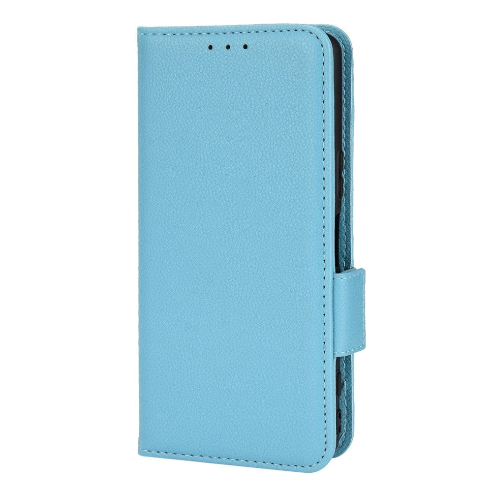 Sony Xperia 5 IV PU Litchi Leather Flip Cover m. Lommebok - Blå
