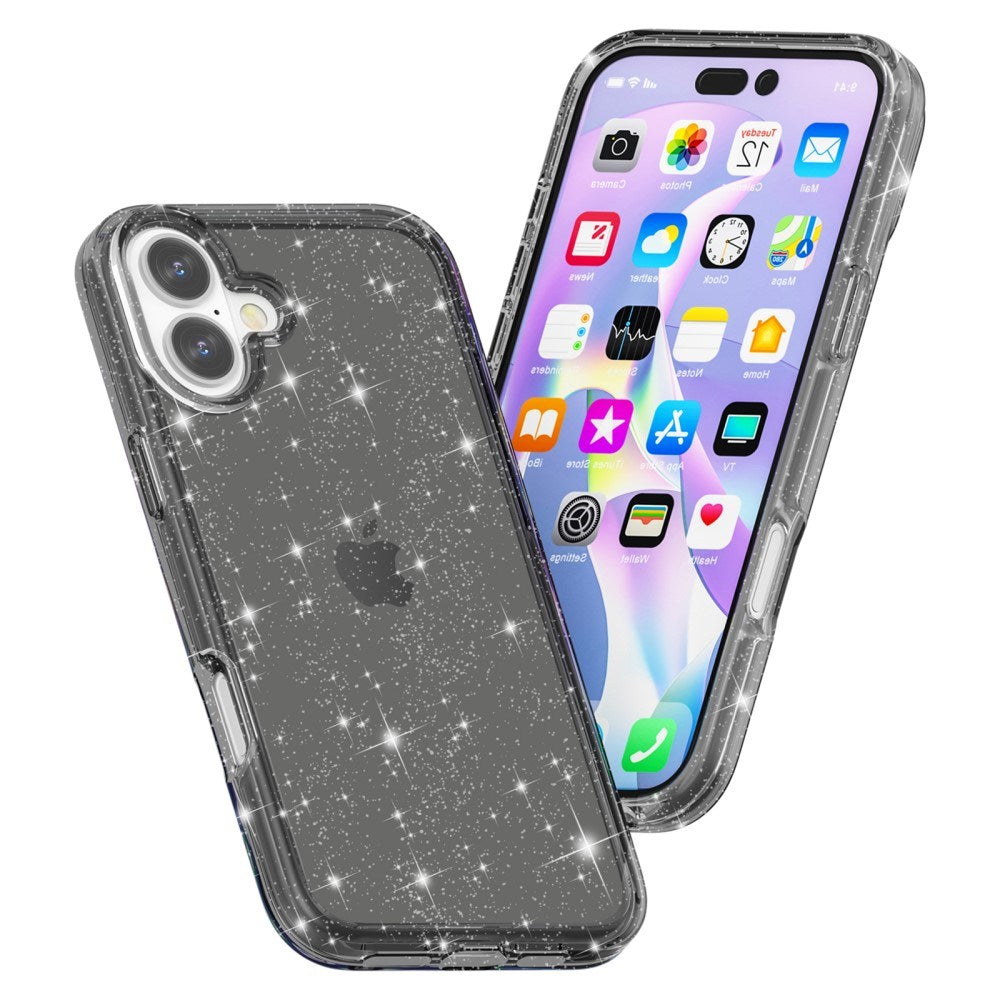 EIDERWOOD iPhone 16 Plus Hybrid Plastic Bakdeksel - Svart Glitter