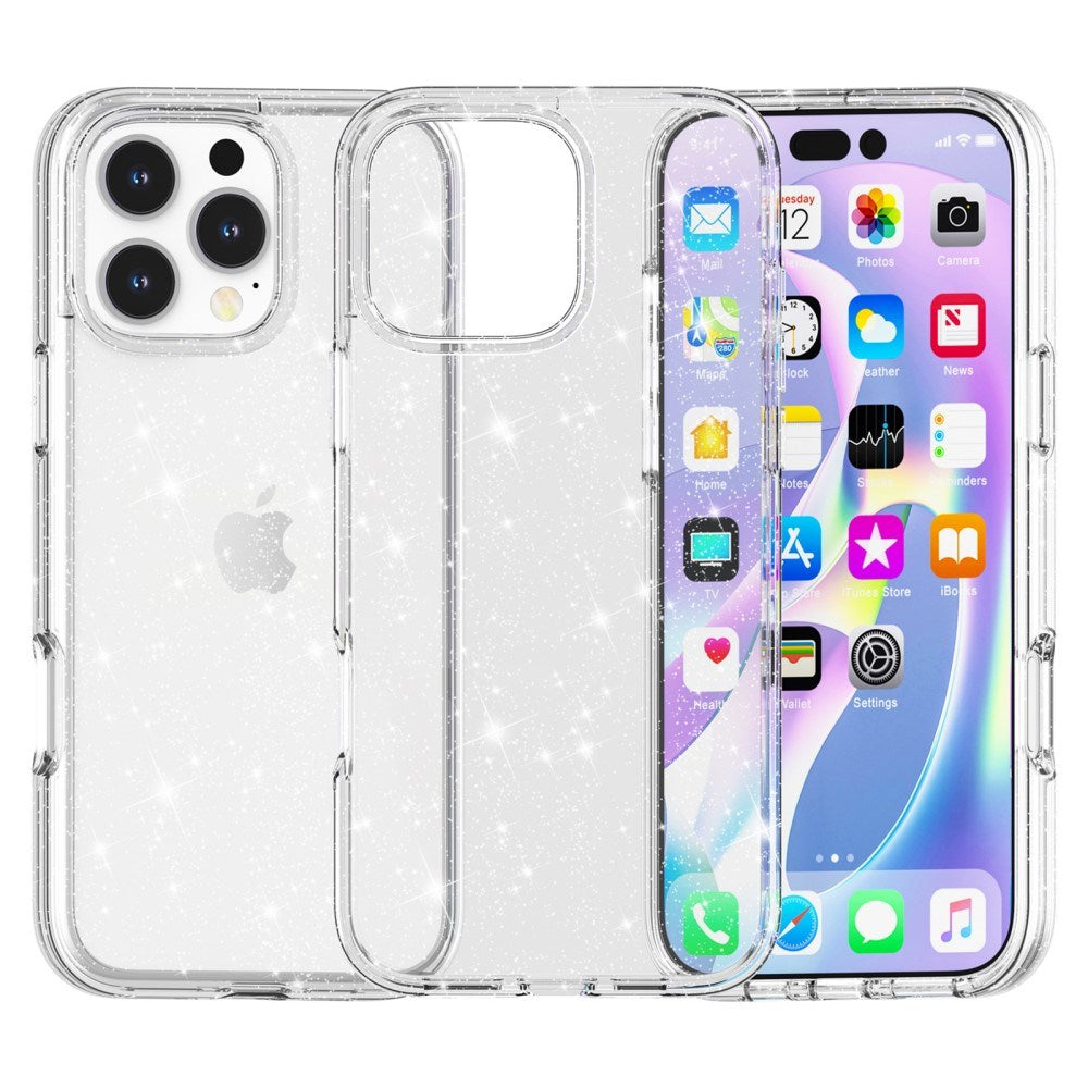 EIDERWOOD iPhone 16 Pro Max Hybrid Plastic Bakdeksel - Hvit glitter