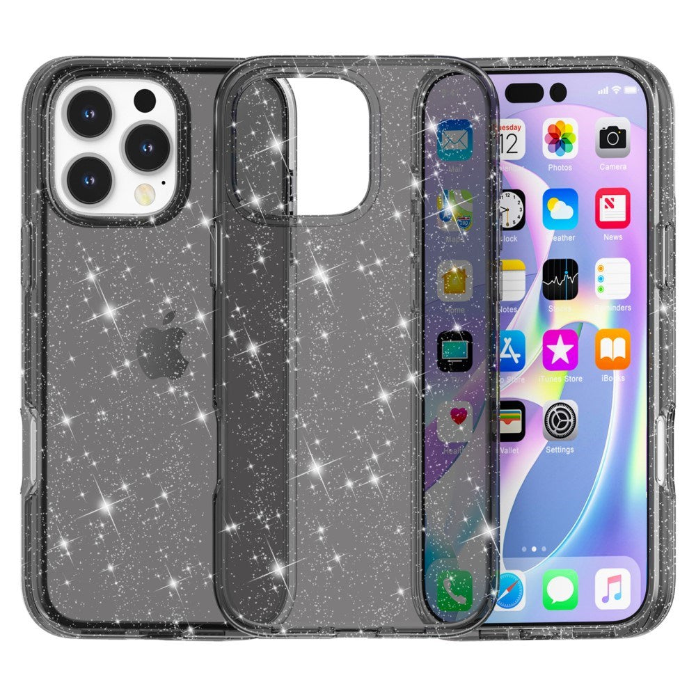 EIDERWOOD iPhone 16 Pro Max Hybrid Plastic Bakdeksel - Svart Glitter