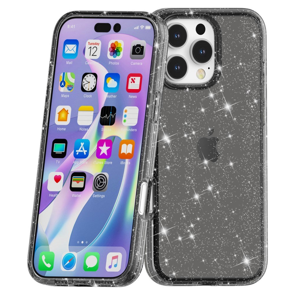 EIDERWOOD iPhone 16 Pro Max Hybrid Plastic Bakdeksel - Svart Glitter